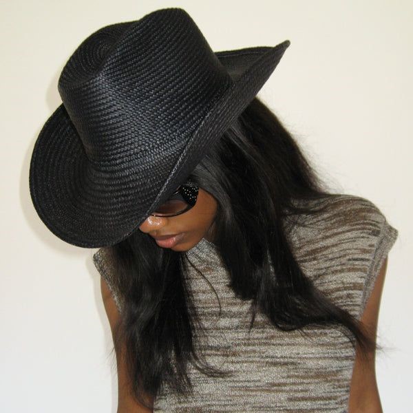 black straw cowboy hat